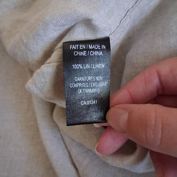 Le 31 Par Simons Men's XXL Oatmeal Mandarin Collar Button Down 100% Linen Shirt - Picture 7 of 14